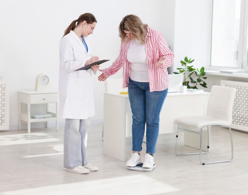 A woman at a weigh loss center in Ballantyne starting her weight loss journey